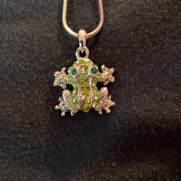 Jewelry - Silver Rhinestone Frog Pendant